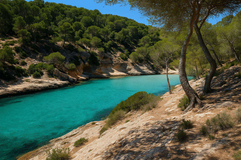 Cala Falcó en Mallorca, la joya escondida entre los pinos, con aguas turquesas y acantilados rocosos – Maiorca Unlocked.