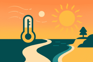 Mallorca Unlocked: una ilustración minimalista que evoca una estrategia contra el calor.